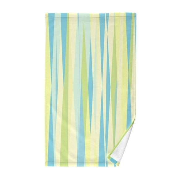 Blue Green Yellow Stripes Hand Towel Cotton 16x28 in Soft Absorbent Quick Dry Bath Face Towel