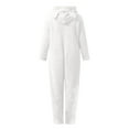 thumbnail image 5 of Trupants Juniors 14T White Soft Plush Animal Ear Hooded Jumpsuit - Full Zip Polyester Loungewear Sleepwear, 5 of 5