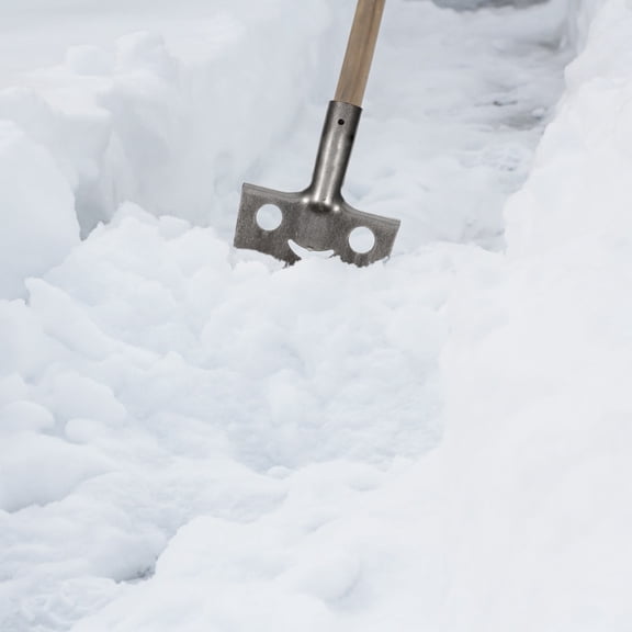 WEAVILUX Heavy-Duty Metal Snow Shovel for Driveway with Unique Smiling Face Design and Easy-to-Clean