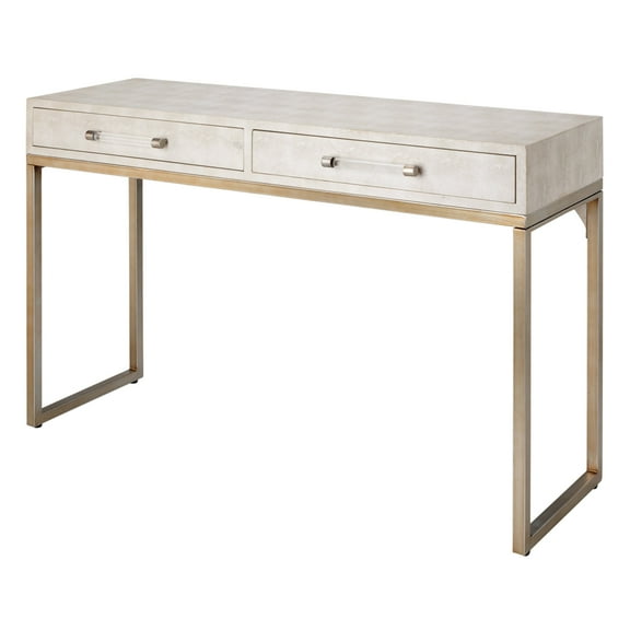 Alden Décor Brayden Faux Shagreen Console, Cream