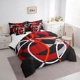 thumbnail image 3 of Homewish Abstract Geometric 7-Piece Twin Bedding Sets,Red Black Gray Bedding Comforter Set,Striped Circular Aesthetic Sheet Sets For Men Women,Ultra Soft Home Decor Reversible, 3 of 8