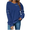 thumbnail image 2 of Uootdi Christmas Long Sleeve Shirts for Women Crewneck Christmas Light Sweatshirts Merry And Bright Xmas Gift Pullover Tops Hol iday, 2 of 5
