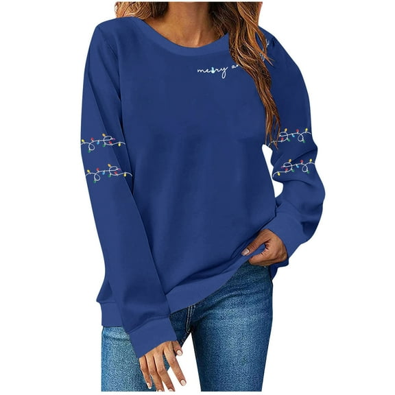 Winter Saving Talove Long Sleeve Shirts for Women Graphic Printed Sweatshirt Women Fall Clothes Sweaters Tunic Tops Womens Tops Christmas Shirts
