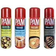 Pam No-Stick Cooking Spray Variety Set - Extra Virgin Olive Oil, Butter Flavor, Grilling, and Baking