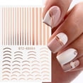 thumbnail image 6 of NEWSPIED 8 Sheets Line Nail Art Stickers Rose Gold Silver Metal Nail Stickers Nail Art Supplies 3D Metallic Curve Stripe Wave Lines Nail Decals French Nail Designs Striping Tape Wavy Nail Decor, 6 of 7