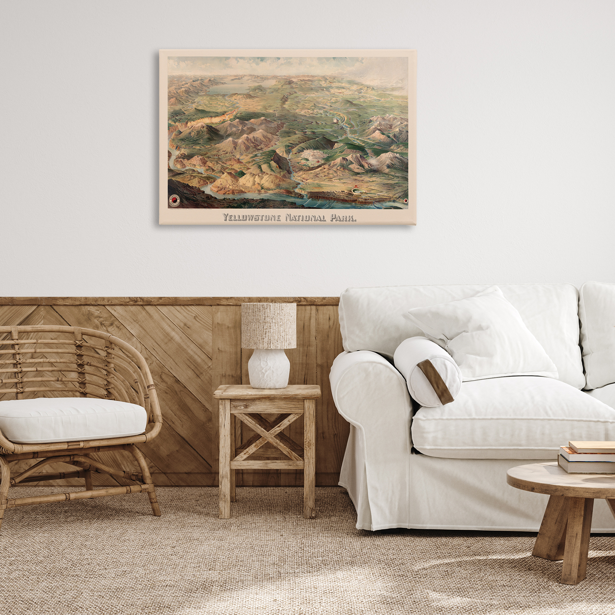 Stupell Industries Vintage Yellowstone Park Landscape Painting Gallery Wrapped Canvas Art Print Wall Art, 36 x 24