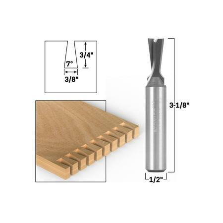 

7° X 3/8 Solid Carbide Dovetail Router Bit - 1/2 Shank - Yonico 14816