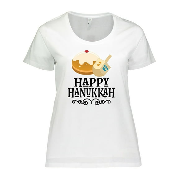 Inktastic Happy Hanukkah Dreidel Donut Women's Plus Size T-Shirt