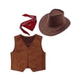 thumbnail image 3 of IEFIEL Boys Halloween Carnival Western Cowboy Cosplay Costume Theme Party Pointed Hem Fringed Vest Brown-A 8, 3 of 7