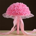 thumbnail image 2 of ZFSBZBS Crystal Lace Roses Bridesmaid Wedding Bouquet Bridal Artificial Silk Flowers,Bridesmaid Decor Romantic Wedding Supplies Lace Pink Style B, 2 of 2