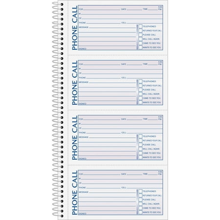 - TOPS, TOP4003, Carbonless Phone Message Book, 1 / Each, White