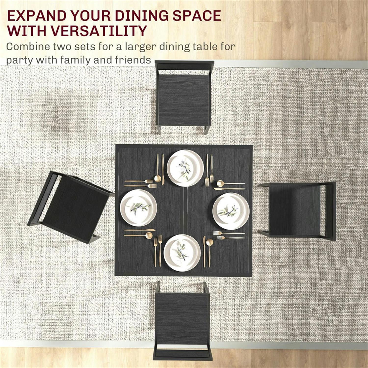 Demi Bonn 3 Piece Dining Table Set for Small Spaces,dustrial Kitchen Table and Chairs for 2 Dining Room Set with Chairs Home Furniture Rectangular, Black