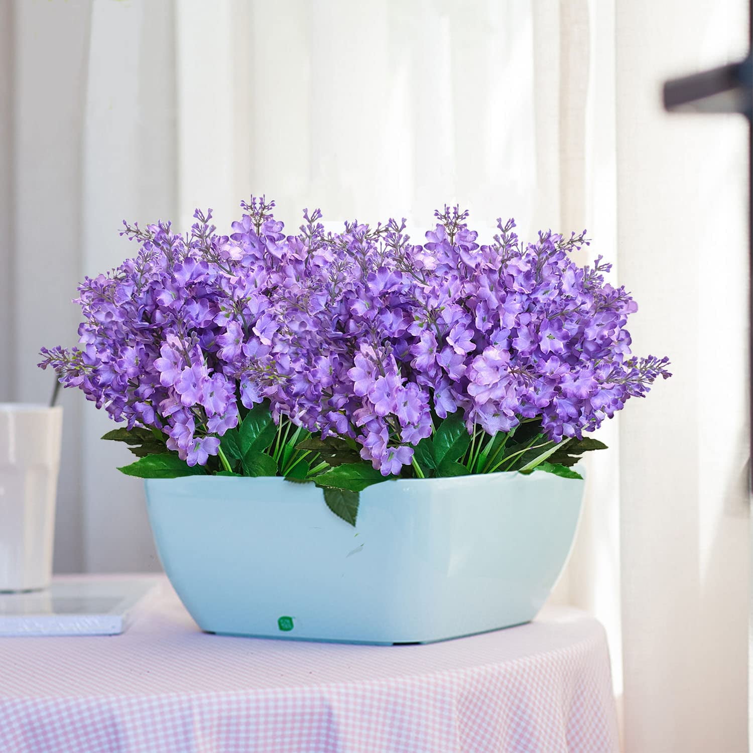 24 Pcs Artificial Wisteria Flowers for Outdoor 13.8'' Faux Hyacinth Flowers for Home Porch Decoration Fake Silk Floral for Wedding Spring Garden Fence Porch Outsides Decor, Light Purple