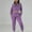 Purple, variant on Idoravan Women Sets Clothing Clearance Womens Casual Fashion Solid Color Workwear Jacket Short Top Leggings Pants Commuting Two-piece Set