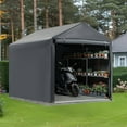 thumbnail image 4 of Erommy 5 x 7 FT Carport Storage Shed, Heavy Duty Outdoor Storage Shed with Rolled up Zipper Door, Carport Canopy for Motorcycles, Bikes and Outdoor Tools, 4 of 7