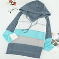 thumbnail image 5 of MesaSe Women‘s Color Block Knit Hoodies Sweaters Loose Long Sleeve V Neck Drawstring Pullover Sweatshirts (Grey-2XL), 5 of 5