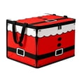 thumbnail image 2 of Yardvibe Christmas Santa Storage Box, 19.69x13.78x13.78 Inch Red Christmas Storage Bin with Lid and Carrying Handle, Foldable Organizer with Lid for Clothes Blankets and Holiday Indoor Storage, 2 of 6