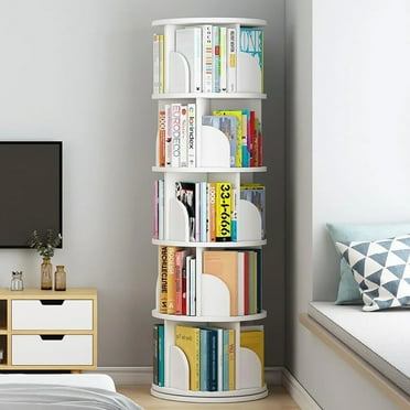 IAJXWI Rotating Bookshelf, 5 Tier 360° Revolving Bookcase with 20 Shelves for Home, Classroom, Office