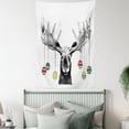 thumbnail image 3 of Moose Tapestry, Christmas Moose with Xmas Ornaments Balls Hanging from Horns Funny Noel Sketch Art, Wall Hanging for Bedroom Living Room Dorm Decor, 40W X 60L Inches, Multicolor, by Ambesonne, 3 of 5
