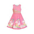 thumbnail image 1 of Robe Fille Rose Unicorn Arc-en-Ciel Été Robe d'Été 4-5 Ans, 1 of 7
