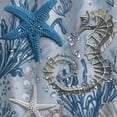 thumbnail image 5 of Orinice Vintage Nautical Coastal Shower Curtain Starfish Seahorse Ocean Beach Octopus Seashell Coral Underwater Sea Animal Marine Life Bath Curtain with Hooks 60x72, 5 of 7