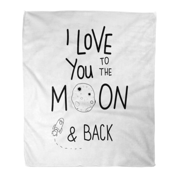 ASHLEIGH 50x60 inch Super Soft Throw Blanket Caligraphic Inscription I Love You to The Moon and Back Letterhead Calligraphic Home Decorative Flannel Velvet Plush Blanket
