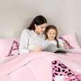thumbnail image 5 of Catabedysis Pink ABC Print A 7-Piece Twin Bedding,Leopard Monogrammed Gifts Bedding Comforter Set,Pink Reversible For Girls, 5 of 7