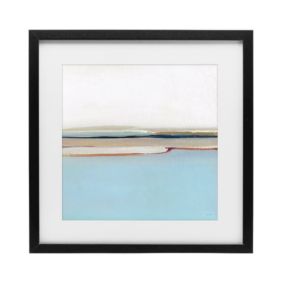 Stupell Industries Contemporary Serene Minimal Shoreline at Dawn Black Framed Print Under Glass, 13 x 13, by Sally Swatland
