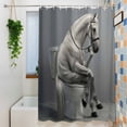 thumbnail image 3 of Abstract Funny Animal Shower Curtain, 72" x 84", Horse Sitting on The Toilet Waterproof Bathroom Curtain Washable Shower Curtain Set with 12 Hooks, 3 of 8