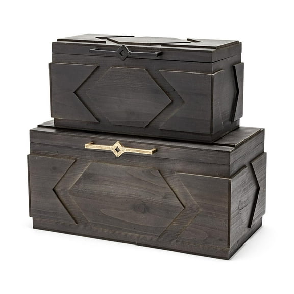 Mercana Cassia Brown Wooden Boxes (Set Of 2)