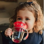 Luv N Care/NUBY Nuby 360 Edge 2 Stage Drinking Rim Cup with Removable Handles & hygienic Cover: 8 Oz/ 240 Ml, 12M+, Red 80660