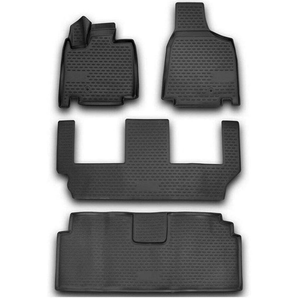 OMAC Custom Fit Black Rubber Floor Mats Fits Dodge Grand Caravan 2008