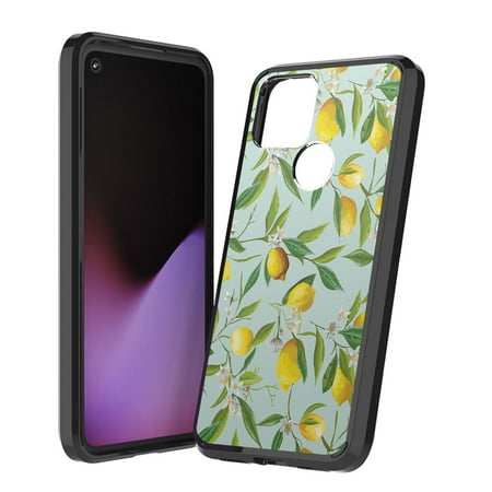 Capsule Case Compatible with Pixel 5 [Hybrid Gel Design Slim Thin Fit Soft Grip Black Case Protective Cover] for Google Pixel 5 (Summer Lemon)