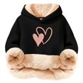 thumbnail image 3 of CPNG Girls Fleece Lined Hoodies Heart Print Long Sleeve Hooded Sweatshirts Without Pocket Kids Loose Fit Daily Pullover Sweatshirt, 3 of 5