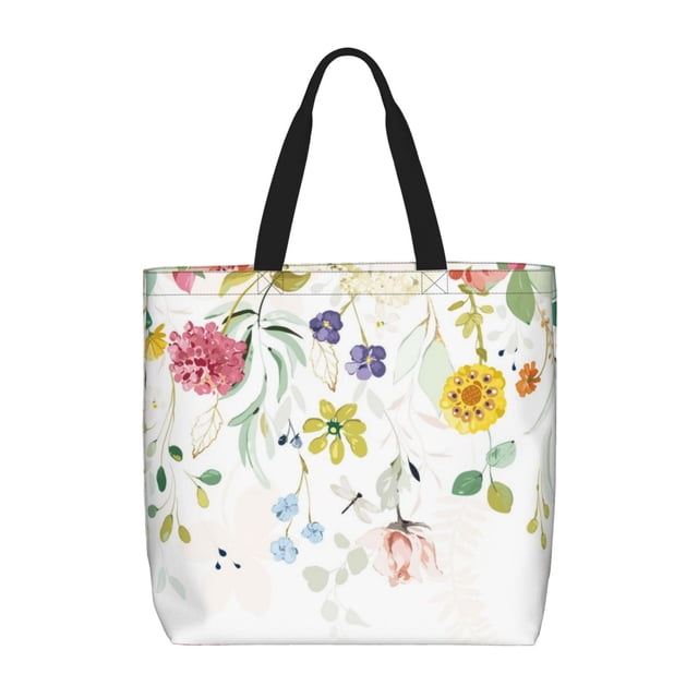 Balery Wildflowers Bolsa de Mano para Mujeres con Cremallera, Bolsa de Gimnasio con Compartimentos, Bolsa para Laptop, Bolsa para Trabajo
