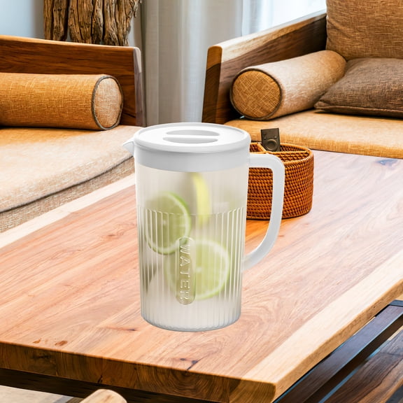 MERRYHAPY 1.5L White Water Pitcher with Lid, PP Material, Large Capacity for Home and Kitchen Use