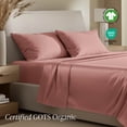 thumbnail image 3 of Bare Home Organic Sateen Sheet Set - 400 Thread Count - 100% Organic Cotton - 4 Piece - Full, Dusty Rose, 3 of 10