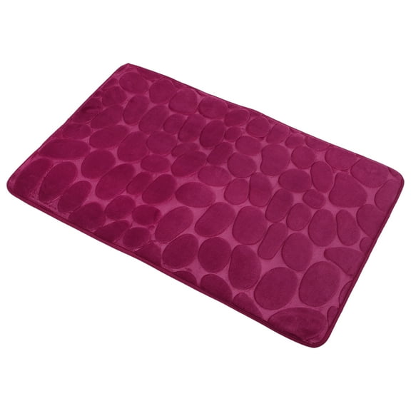 Unique Bargains Cobblestone Pattern Bathroom Rugs Polyester Bath Mat Machine Washable Wine Red 80x50cm