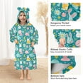 thumbnail image 4 of Dailycode Wearable Blanket Hoodie Oversized Sherpa Flannel Blankets with Pocket for 3-14 Year Old Rabbit Whale Elephant Moon Flower, 4 of 7