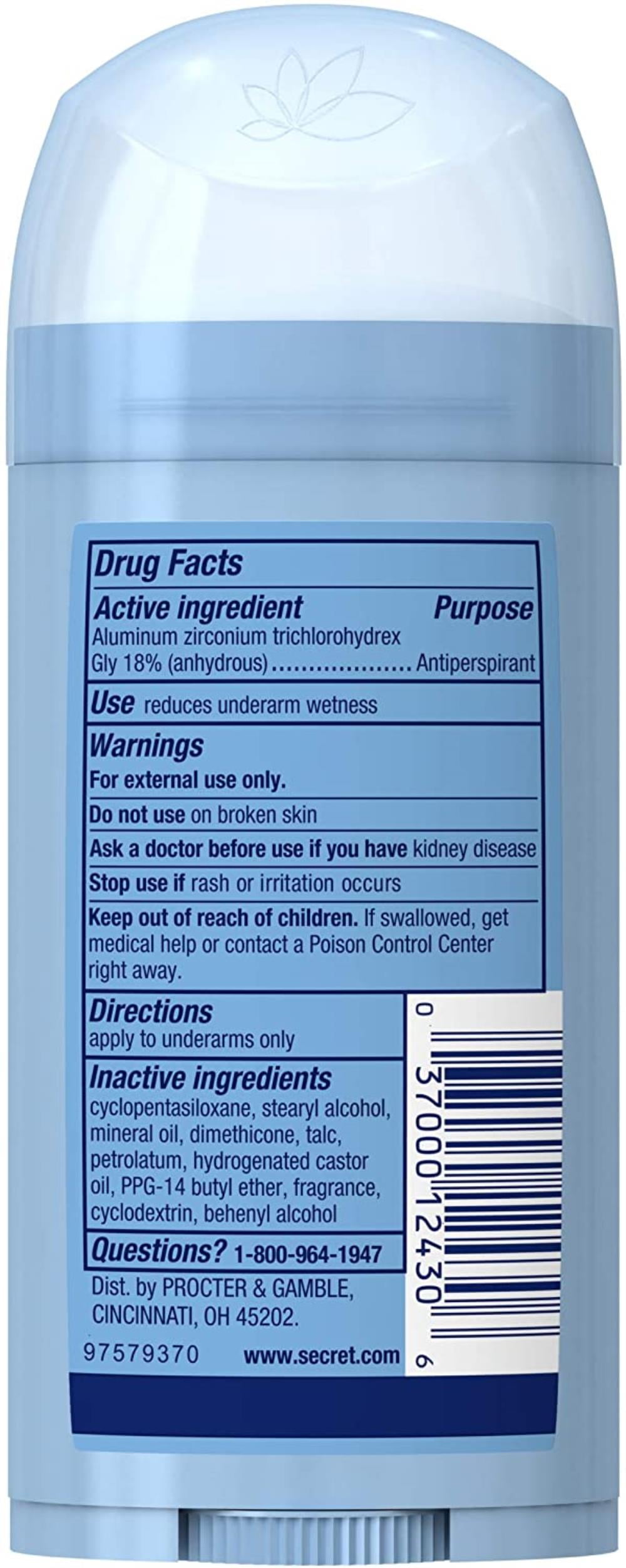 SECRET Invisible Solid Antiperspirant Deodorant, Spring Breeze, 2.6 Oz. 4 Pack