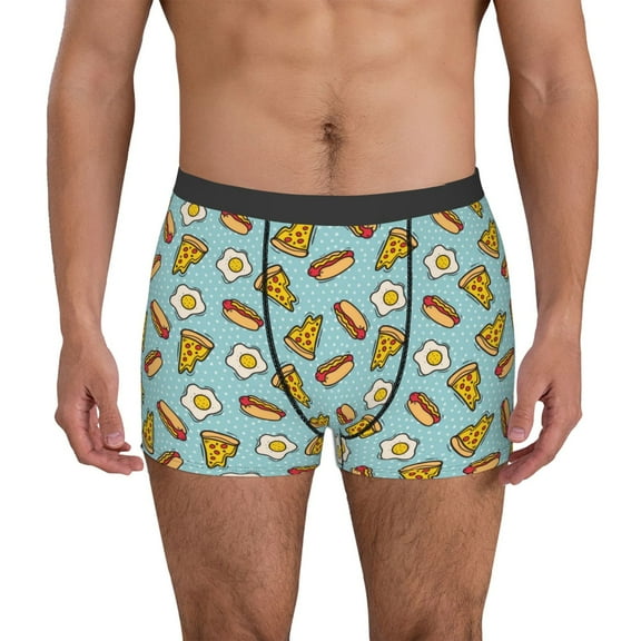Naloa Hot Dog Pizza Mens Underwear - Boxers for Men, Mens Boxer Briefs, Classic Briefs for Men-Small