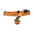 thumbnail image 2 of Halloween Pet Collar with Safety Breakaway Buckle and Bell, Pumpkin with Hat Charm, Adjustable Cloth Collar for Cats Small Dogs, Yellow, Size S, 2 of 2