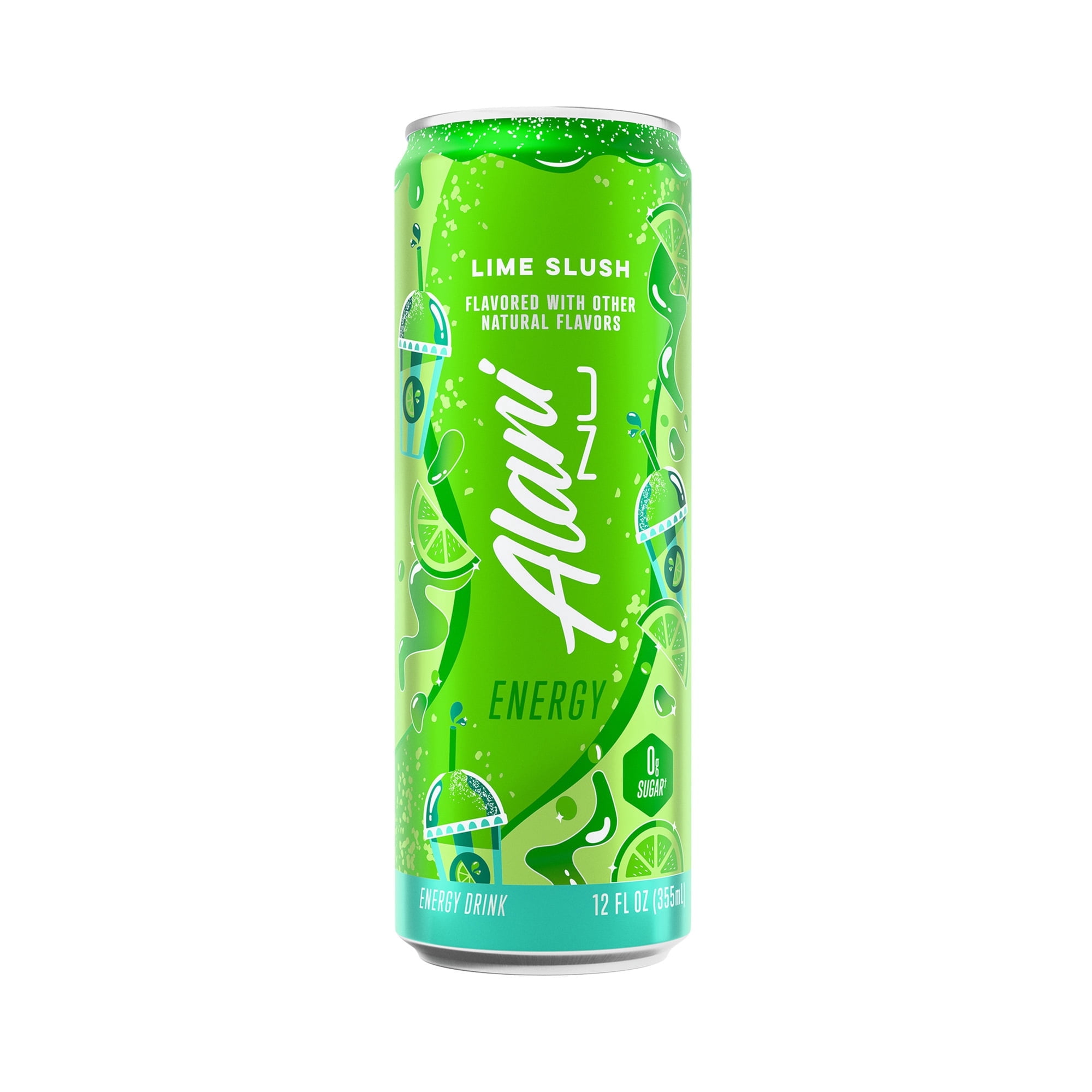 Alani Nu Energy Drink, Lime Slush Flavor, 12 fl oz Cans, 6-Pack