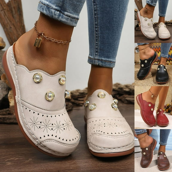 HaiMao Clogs for Women Slip on Mules: Walking Comfortable, Non Slip, Closed Toe Sandals, Casual Summer Shoes White 9.5(43)