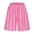 thumbnail image 6 of Shorts for Women Striped Elastic Waist Pocket Comfortable Breathable Daily Versatile Practical Travel Attire Short Pants, 6 of 7