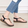 thumbnail image 2 of Bmisegm 2024 Summer New Women Bohemian Rhinestone Casual Flat Large Size Beach Shoes Sandals Women Summer Black 8.5, 2 of 7