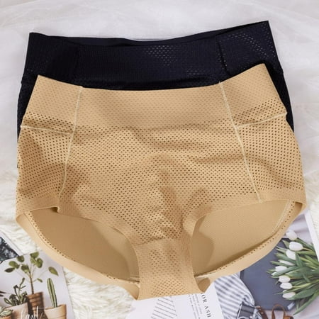 

Pretty Comy Super Soft Breathable Shaper Panty S-XL Padded Seamless Butt Hip Enhancer Shaper Panties Underwear - 2 Pack Black & Skin Color