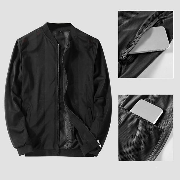 pstuiky camisas de hombre de manga larga, Abrigo de verano para hombre con malla transpirable y protección solar, con bolsillo interior, para pesca al aire libre y mangas largas Tops de hombre m