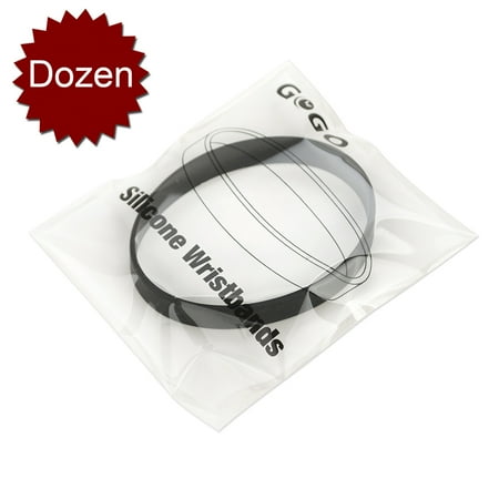 Gogo 12pcs Silicone Wristbands For Kids Rubber Bracelets Party Gogo 12pcs Silicone Wristbands For Kids Rubber Bracelets Party Favors Black