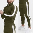 thumbnail image 4 of Delconic Mens Two Piece Athletic Tracksuit Set Zip Front Long Sleeve Track Jacket and Tapered Jogger Pants Casual Sportwear Army Green L, 4 of 5